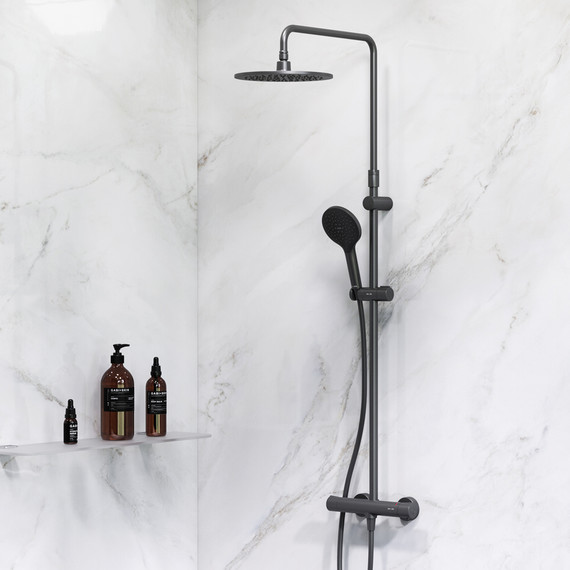 Душевая стойка c термостатом Am.Pm Like F0780422, черный, Цвет производителя: чёрный - фото 2