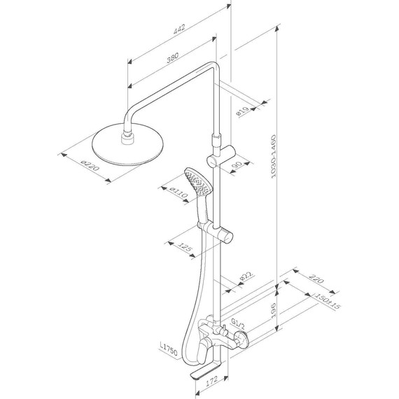 Душевая стойка Am.Pm Sunny F0785C900, Цвет производителя: хром - фото 17