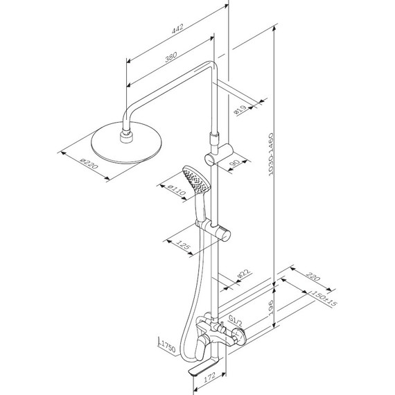 Душевая стойка Am.Pm Sunny F0785C922, черный, Цвет производителя: чёрный - фото 9