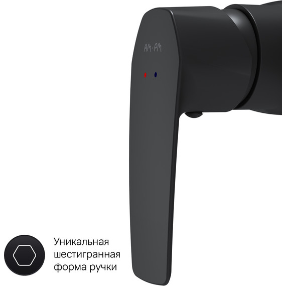Смеситель для душа Am.Pm Gem F90A20022, черный, Цвет производителя: чёрный - фото 6