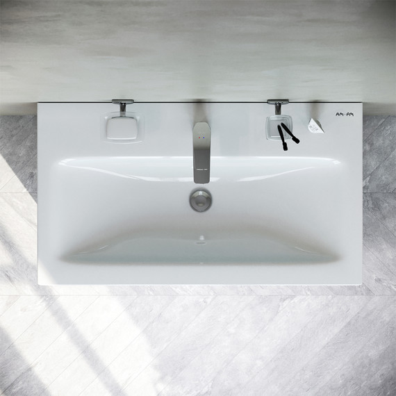 Тумба напольная с раковиной Am.Pm Gem S 75 см M91FSX0752WG, белый глянцевый, Цвет фасада: белый - фото 4