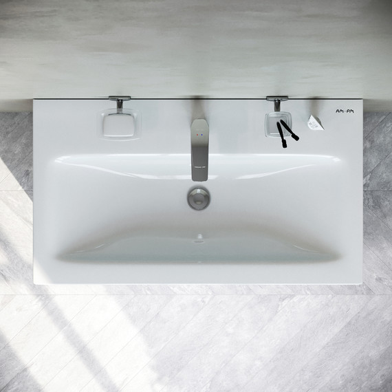 Тумба подвесная с раковиной Am.Pm Gem 75 см M90FHX07522WG, белый глянец, Цвет фасада: белый глянцевый - фото 7