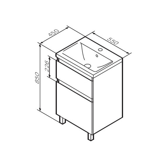 Тумба напольная с раковиной Am.Pm X-Joy 55 см M85AFSX0552WG, белый глянцевый - фото 16