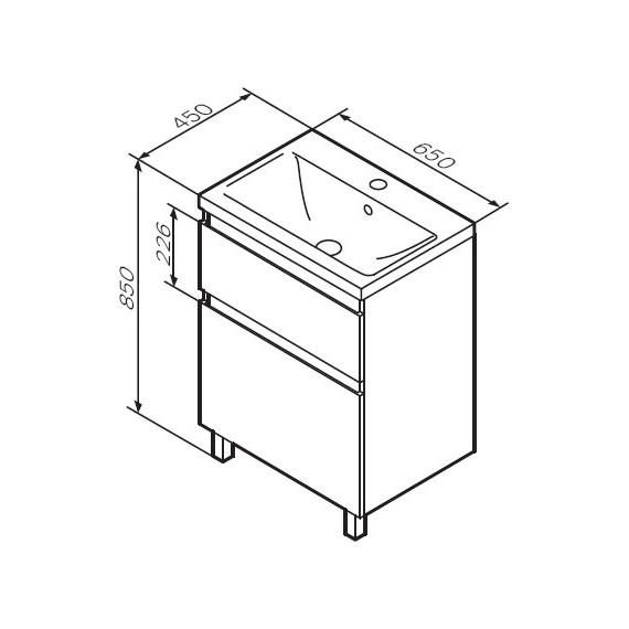 Тумба напольная с раковиной Am.Pm X-Joy 65 см M85AFSX0652WG, белый глянцевый - фото 16