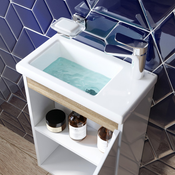 Тумба подвесная с раковиной Am.Pm X-Joy 45 см M85AFHX0451WG, белый глянцевый - фото 5