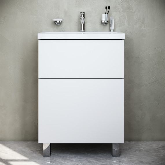 Тумба напольная с раковиной Am.Pm Gem 60 см M90FSX06022WG32, белый глянцевый, Цвет фасада: белый - фото 2