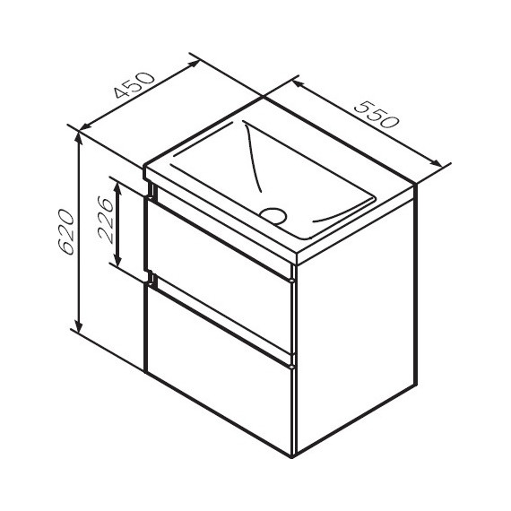 Тумба подвесная с раковиной Am.Pm X-Joy 55 см M85AFHX0552WG, белый глянцевый, Цвет фасада: белый - фото 16
