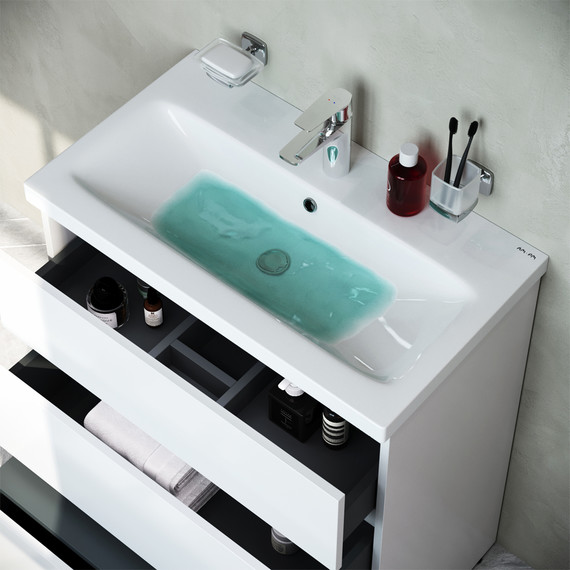 Тумба напольная с раковиной Am.Pm Gem S 75 см M91FSX0752WG, белый глянцевый, Цвет фасада: белый - фото 5