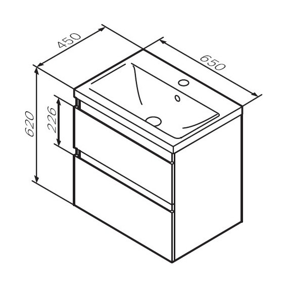Тумба подвесная с раковиной Am.Pm X-Joy 65 см M85AFHX0652WG, белый глянцевый, Цвет фасада: белый - фото 16