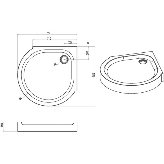 Поддон акриловый Am.Pm Like Round 95x95 см W83T-333-095W - фото 4