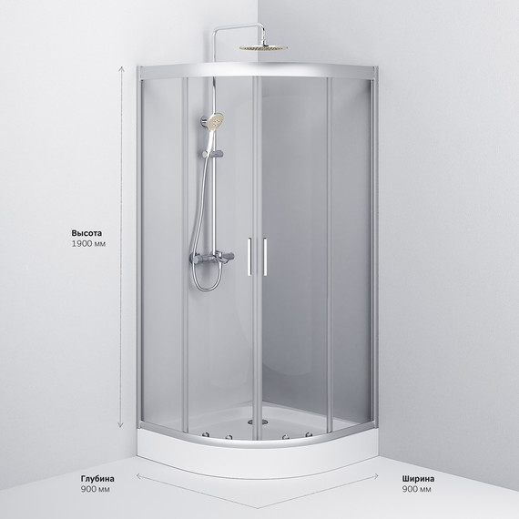 Душевое ограждение Am.Pm Gem 90х90 см W90G-401-090WT, серебро/прозрачное - фото 10