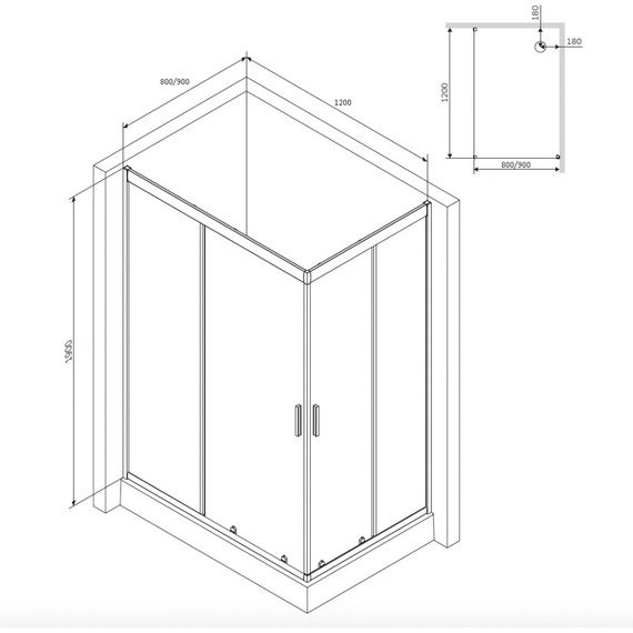 Душевое ограждение Am.Pm Gem Twin Slide 120x90 см W90G-404-120290-MT, хром/прозрачное - фото 14