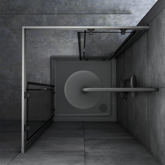 Душевое ограждение Am.Pm Gem Square Slide W90G-403-090BT, черный/прозрачное - фото 7