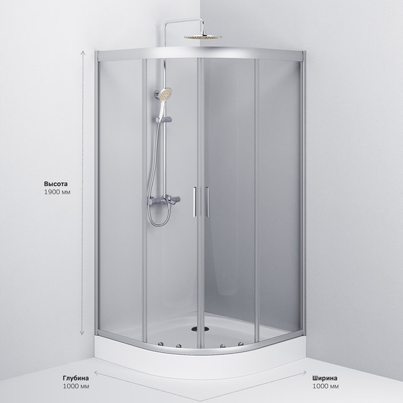 Душевое ограждение Am.Pm Gem 100х100 см W90G-401-100WT, хром/прозрачное - фото 10