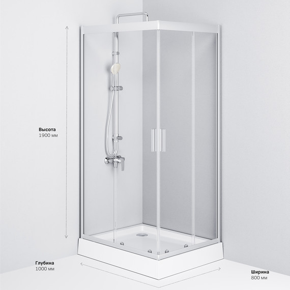 Душевое ограждение Am.Pm Gem 100х80 см W90G-404-100280-MT, серебро/прозрачное - фото 10