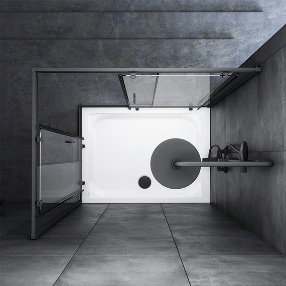 Душевое ограждение Am.Pm Gem Twin Slide 120x90 см W90G-404-120290-BT, черный/прозрачное - фото 4