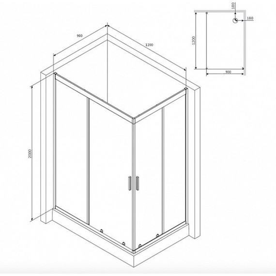 Душевое ограждение Am.Pm Gem Twin Slide 120x90 см W90G-404-120290-BT, черный/прозрачное - фото 13