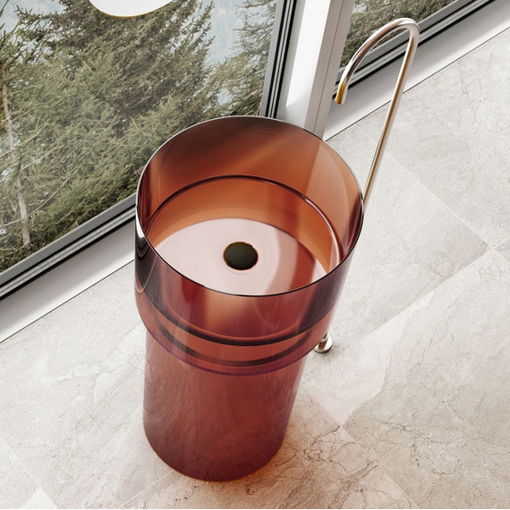 Раковина напольная прозрачная Abber Kristall 45 см AT2701Opal, красный - фото 