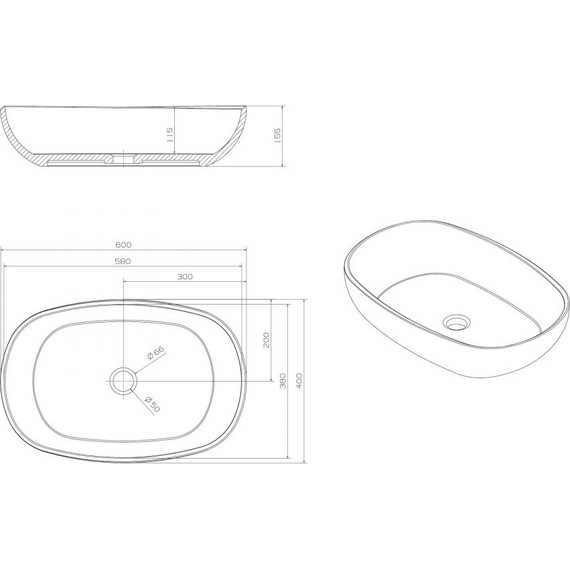 Раковина-чаша прозрачная Abber Kristall 60 см AT2805Onyx, черный - фото 5