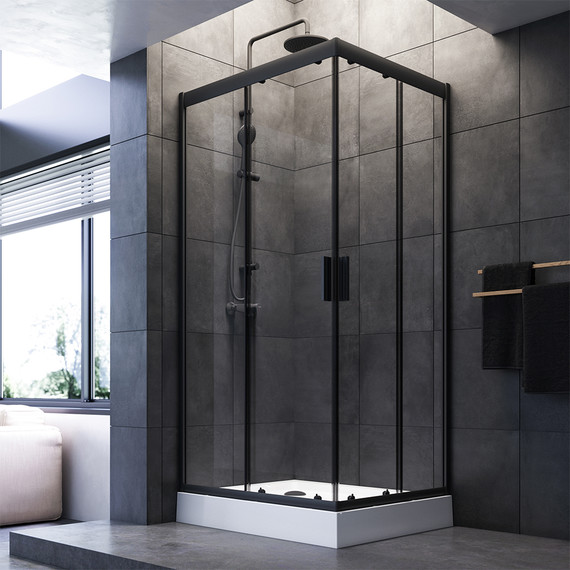 Душевое ограждение Am.Pm Gem 100х80 см W90G-404-100280-BT, чёрный/прозрачное - фото 2