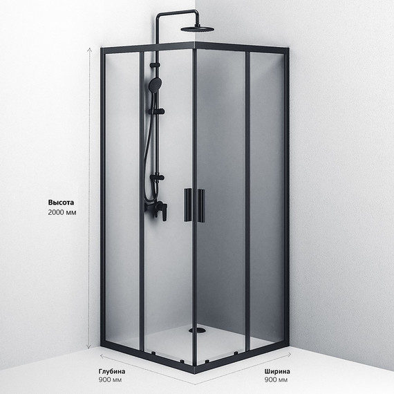 Душевое ограждение Am.Pm Gem S Square Slide 90x90 см W93G-403-090BT, черный/прозрачное - фото 9