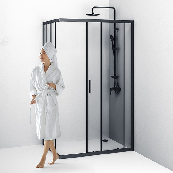 Душевое ограждение Am.Pm Gem S Twin Slide 120x90 см W93G-404-120290-BT, черный/прозрачное - фото 6