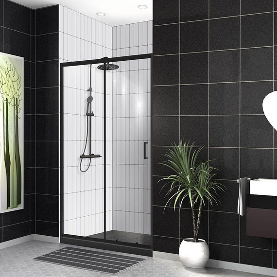Душевая дверь BelBagno 130 см UNO-195-BF-1-130-C-NERO, черный/прозрачное - фото 