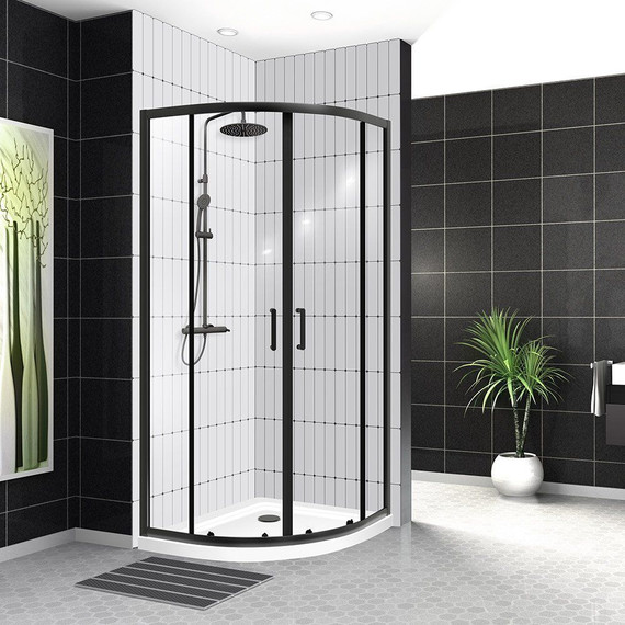 Душевое ограждение BelBagno 90х90 см UNO-195-R-2-90-C-NERO, черный/прозрачное - фото 