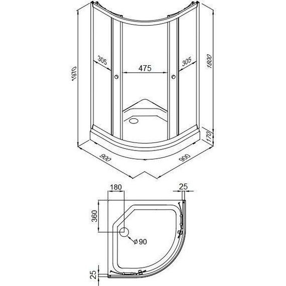 Душевое ограждение Triton Хром 90x90 см, хром/прозрачное - фото 4
