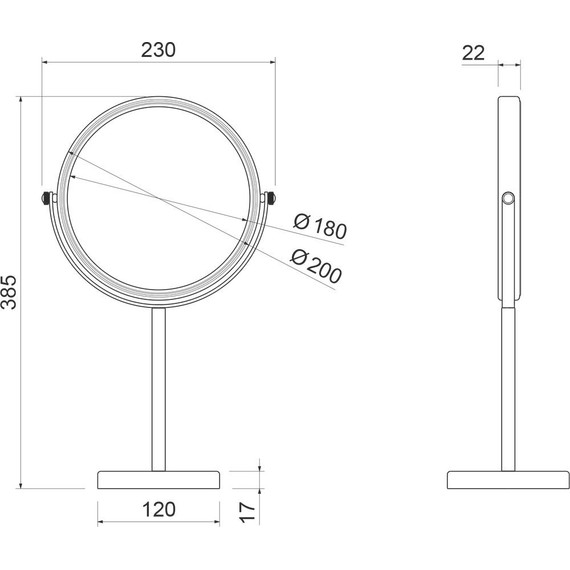 Зеркало косметическое настольное Timo Saona 13274/17, золото матовое - фото 2