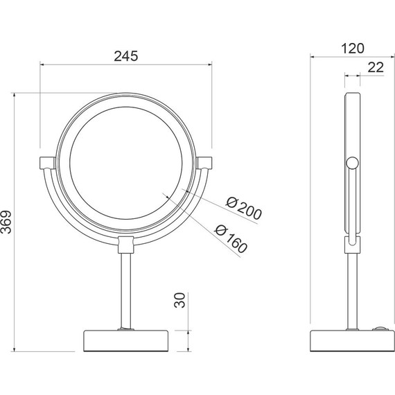 Зеркало косметическое настольное Timo Saona 13276/03, чёрный - фото 2