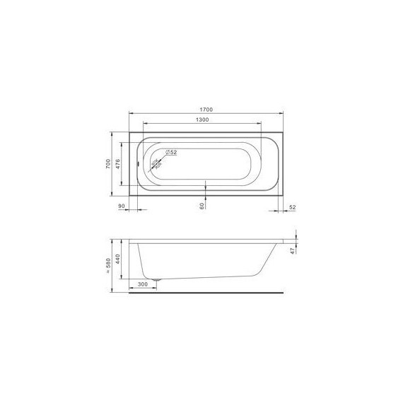 Ванна акриловая Santek Ламма 170x70 см 1.WH50.1.747, Размер - мм: 1700х700 - фото 3