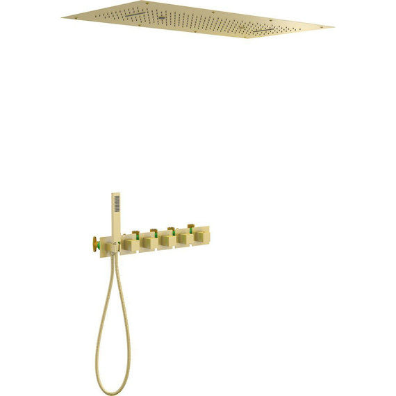 Душевая система для душа с термостатом Timo Petruma SX-5329/17SM, золото матовое - фото 