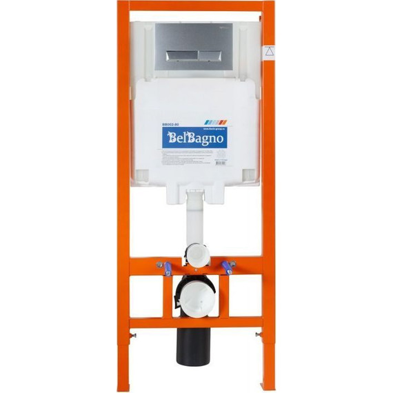 Инсталляция BelBagno BB002-80 с подвесным безободковым унитазом Cezares Cadro CZR-4823-CHR/CZR4823SC/BB002-80/BB011-MR-CHROME.M (кнопка смыва Marmi, хром матовый) - фото 2