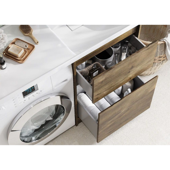 Тумба напольная с раковиной-столешницей Акватон Лондри 120 см 1A2669K1LHDR0 (раковина справа) дуб рустикальный - фото 6