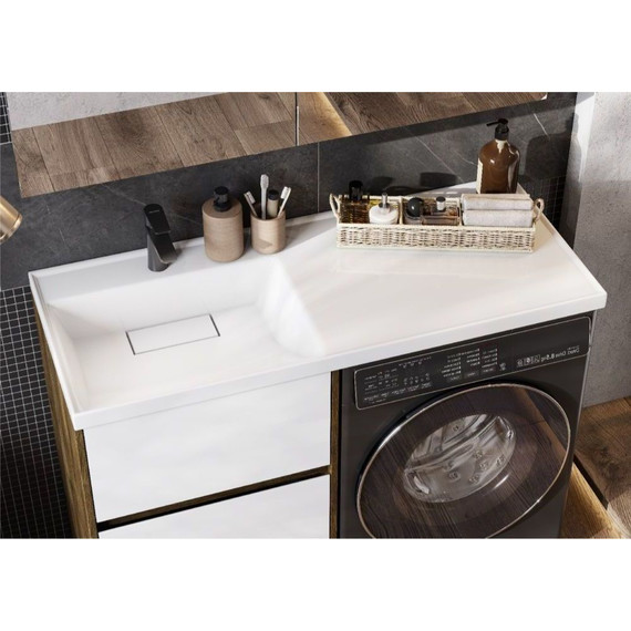 Тумба напольная с раковиной-столешницей Акватон Лондри 120 см 1A2669K2LHDR0 (раковина слева) дуб рустикальный/белый - фото 7