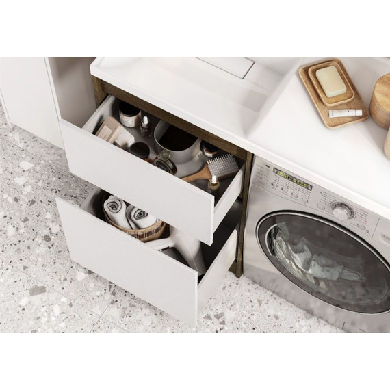 Тумба напольная с раковиной-столешницей Акватон Лондри 120 см 1A2669K2LHDY0 (раковина слева) дуб кантри/белый - фото 6