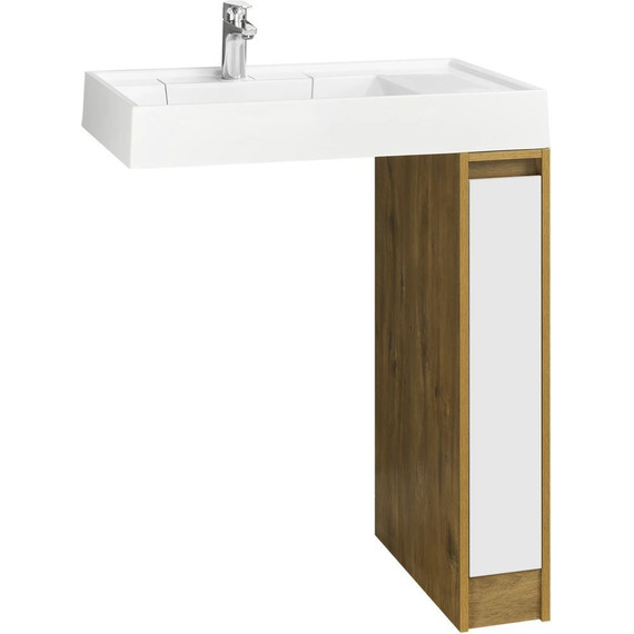 Тумба напольная с раковиной-столешницей Акватон Лондри 80 см 1A2671K2LHDR0, дуб рустикальный/белый - фото 