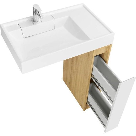 Тумба напольная с раковиной-столешницей Акватон Лондри 80 см 1A2671K2LH0C0, дуб сантана/белый - фото 6