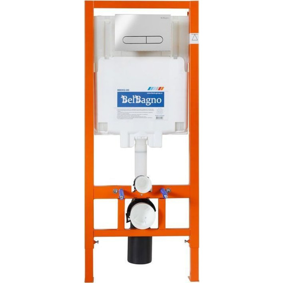 Инсталляция с подвесным безободковым унитазом BelBagno Uno BB3105CHR/SC/BB002-80/BB005-PR-CHROME (кнопка смыва Prospero, хром) - фото 5
