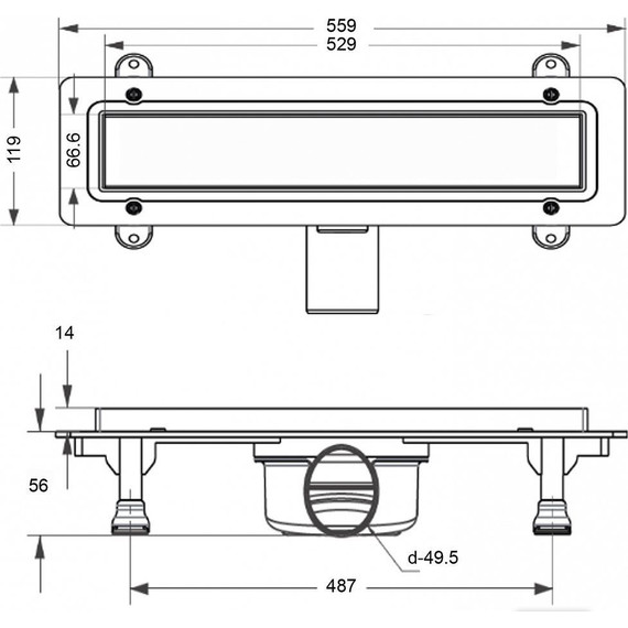 Трап Loranto Prime Skala Deluxe 50 см 4028.0Y050K.050.1, хром (под плитку), Цвет производителя: хром, Размер трапа: 500 - фото 2