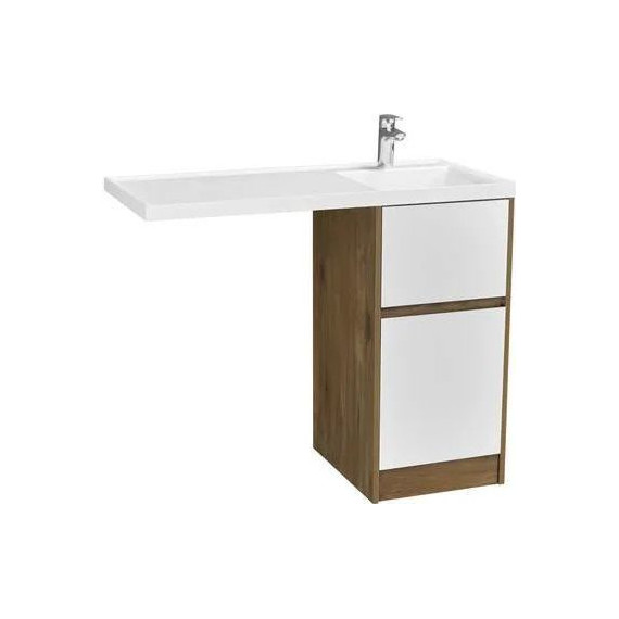 Тумба напольная с раковиной-столешницей Акватон Лондри 105 см 1A2670K2LHDR0 (раковина справа) дуб рустикальный/белый - фото 