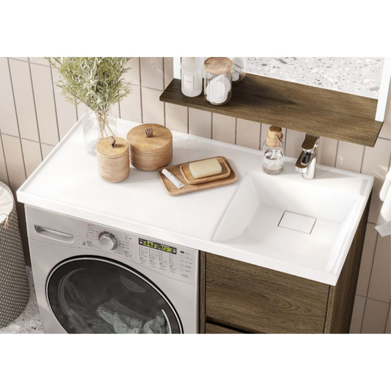 Тумба напольная с раковиной-столешницей Акватон Лондри 105 см 1A2670K1LHDY0 (раковина справа) дуб кантри - фото 7