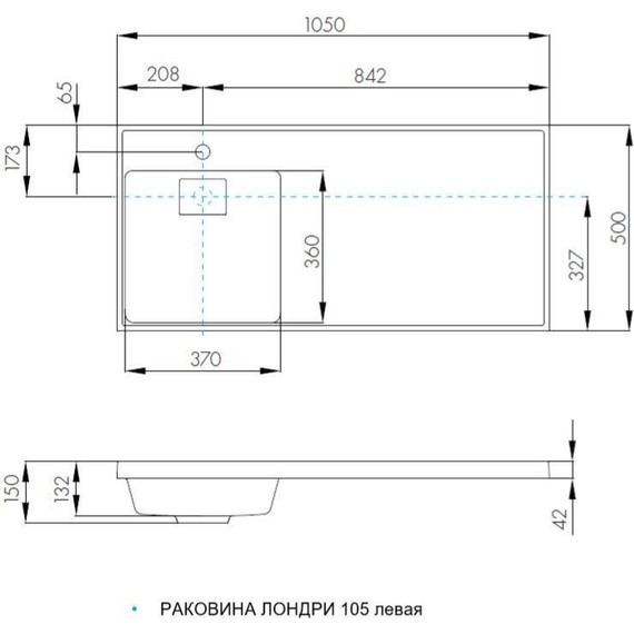 Тумба напольная с раковиной-столешницей Акватон Лондри 105 см 1A2670K2LHDR0 (раковина слева) дуб рустикальный/белый - фото 11