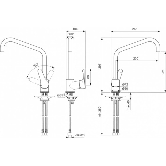 Смеситель для кухни Ideal Standard Alpha BC660AA - фото 2