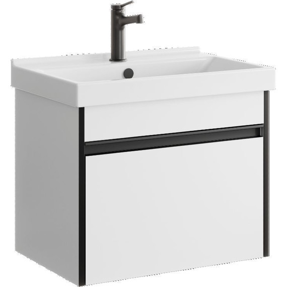 Тумба подвесная с раковиной Aqwella Urban 60 см URB0106W, белый глянцевый, Цвет фасада: белый - фото 