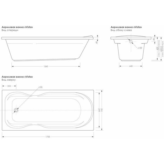 Ванна акриловая Loranto Vancouver 170x75 см CS00064832 - фото 11
