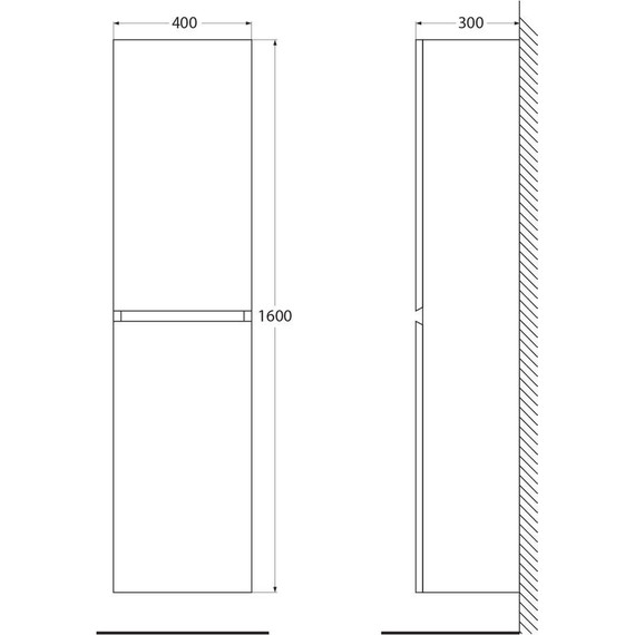 Пенал подвесной Cezares MOLVENO-1600-2A-SC-NC 40 см, Noce Chiaro - фото 7