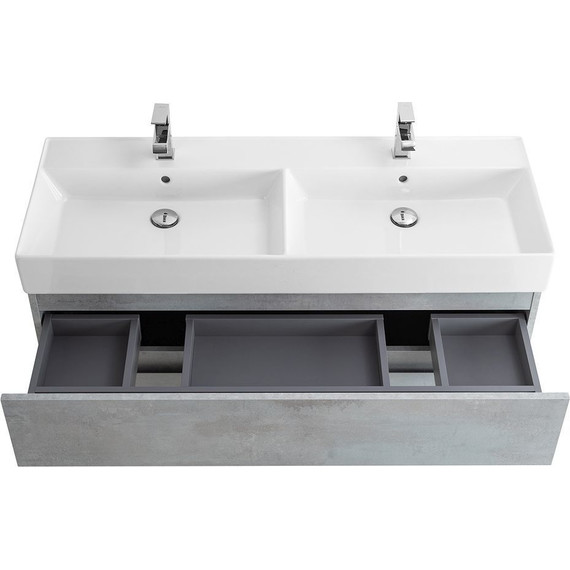 Тумба подвесная с раковиной Cezares MOLVENO 46-120-2C-SO-2-BET 120 см (раковина CZR-MIL-120-2-LVB), Beton - фото 6