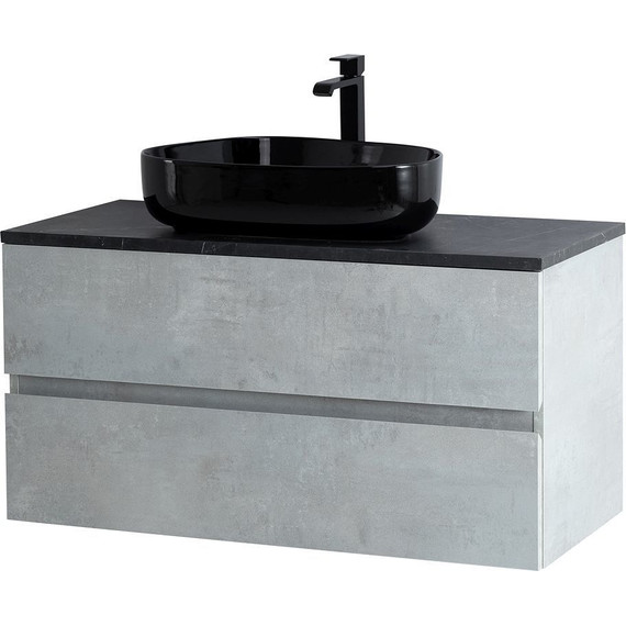Тумба подвесная со столешницей Cezares MOLVENO 46-100-2C-SO-BET 100 см, Beton/Marmo Nero Opaco - фото 4